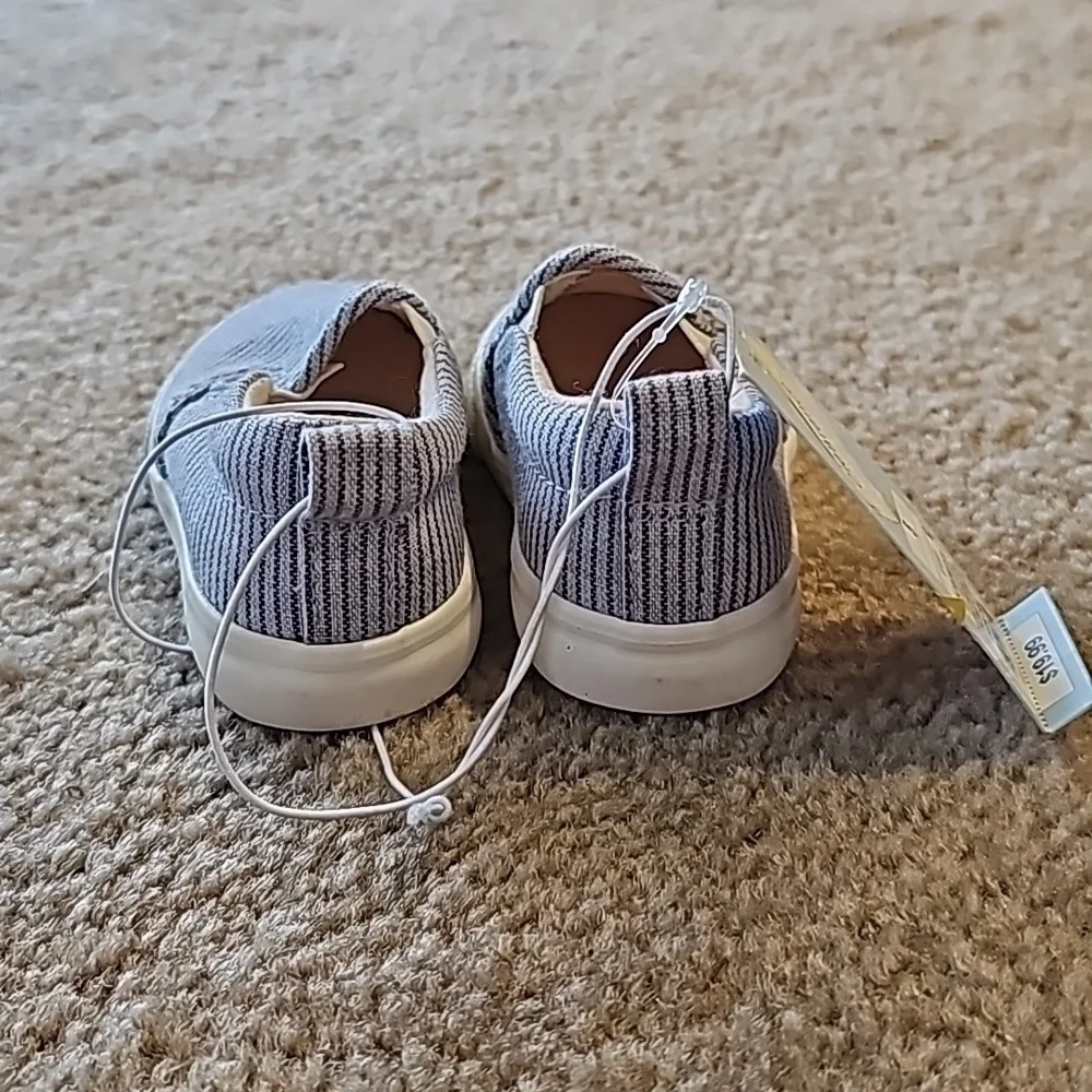 Cat and Jack Slip on Foster Canvas Sneaker blue and white stripped